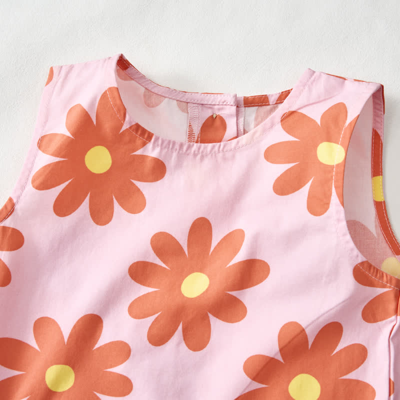 Baby Toddler Pink Flower Sleeveless Top and Pants 2-piece Set - image 4