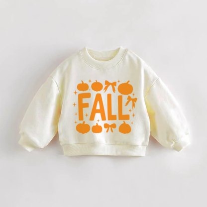 FALL Baby Toddler Pumpkin and Bow Cream Sweatshirt - Cream - 3-5T - image 1