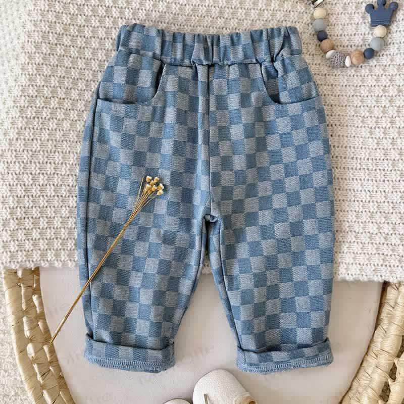 Baby Toddler Blue Checkerboard Casual Pants - Blue - 2-3Y - image 1