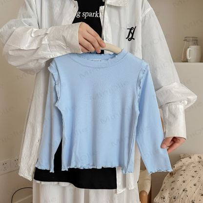 Toddler Girl Lettuce Trim Long Sleeve T-Shirt - Blue - 8-9T - image 13