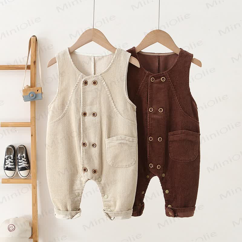 Baby Toddler Vintage Corduroy Button Front Overalls - image 1