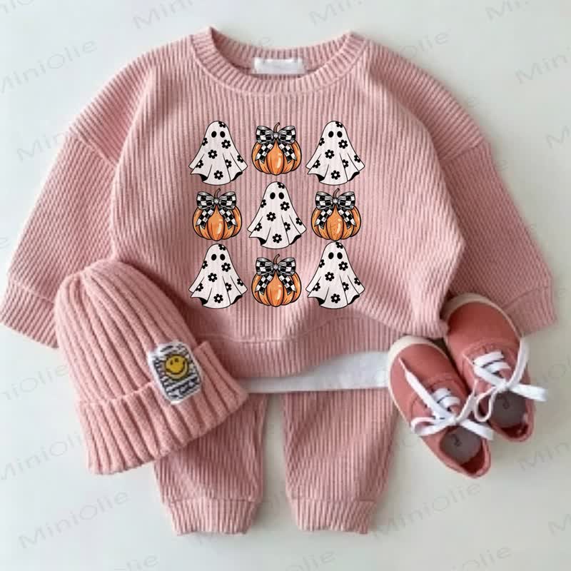 Baby Pumpkin Bow Print Pink 2-Piece Set - Pink - 2-3T - image 1