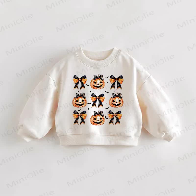 Baby Toddler Pumpkin Bow Print Sweatshirt - Cream - 3-5T - image 1