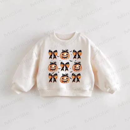 Baby Toddler Pumpkin Bow Print Sweatshirt - Cream - 3-5T - image 1