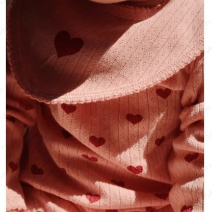Baby Ribbed Heart Bow Print Long Sleeve Romper - image 8