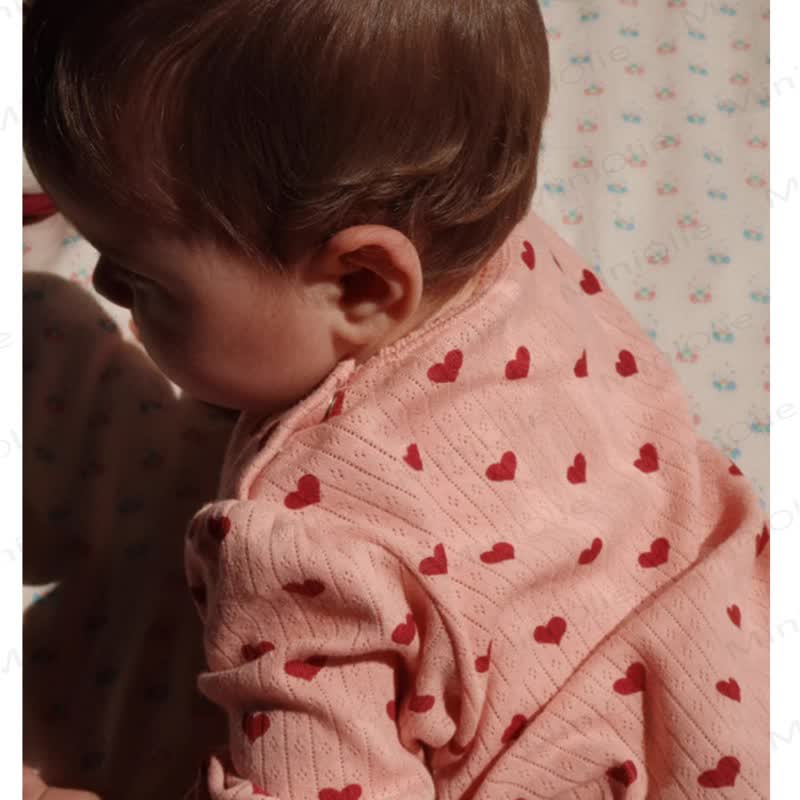 Baby Ribbed Heart Bow Print Long Sleeve Romper - image 7
