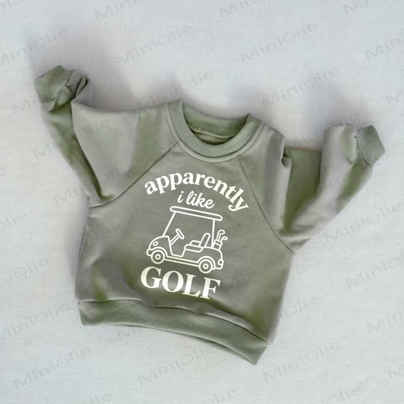 APPARENTLY I LIKE GOLF Baby Toddler Grey Green Sweatshirt - Grey Green - 3-5T - image 1