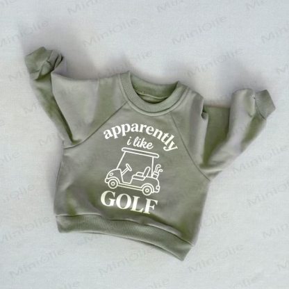 APPARENTLY I LIKE GOLF Baby Toddler Grey Green Sweatshirt - Grey Green - 3-5T - image 1