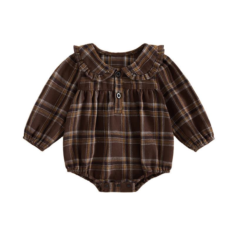 Baby Vintage Plaid Ruffle Collar Bodysuit - Brown - 12-18M - image 2