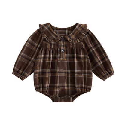Baby Vintage Plaid Ruffle Collar Bodysuit - Brown - 12-18M - image 2