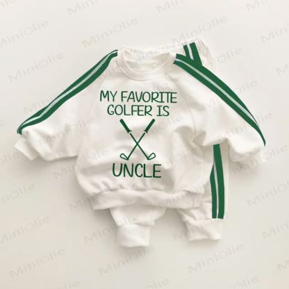 MY FAVORITE GOLFER IS UNCLE Baby Toddler Golf Striped 2-piece Set - White&Blue - 3-5T - image 1