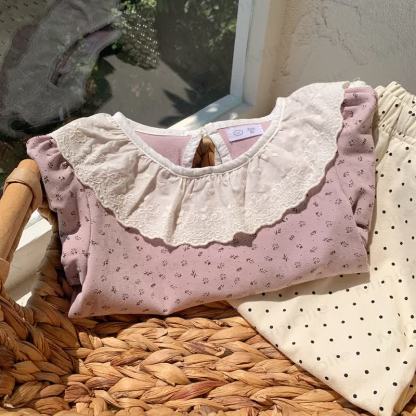 Toddler Girl Vintage Floral Peter Pan Collar T-Shirt - Pink - 8-9T - image 4