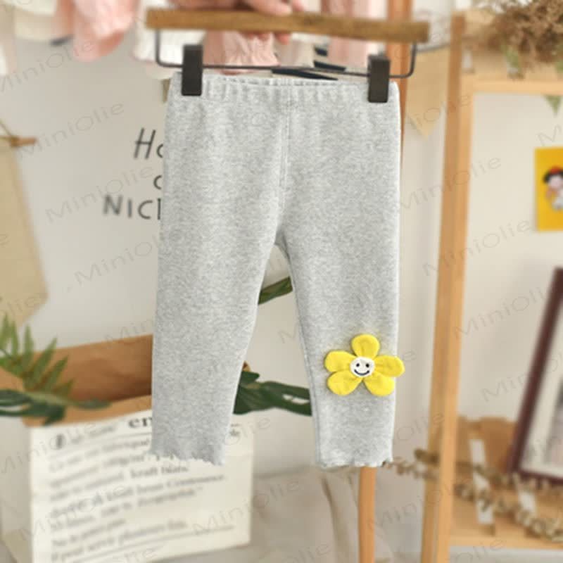 Baby Toddler Soft Smiley Flower Leggings - Gray - 4-5T - image 4