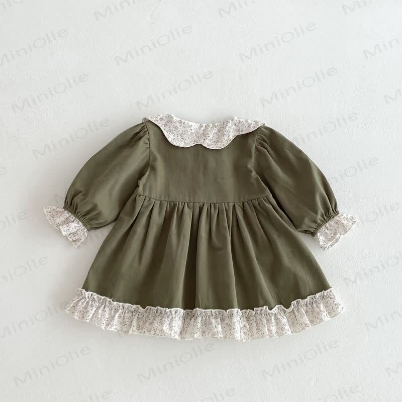 Baby Girl Flower Collar Puff Sleeve Dress - image 8