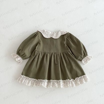 Baby Girl Flower Collar Puff Sleeve Dress - image 8