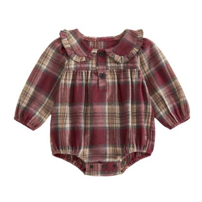 Baby Vintage Plaid Ruffle Collar Bodysuit - Red - 12-18M - image 22