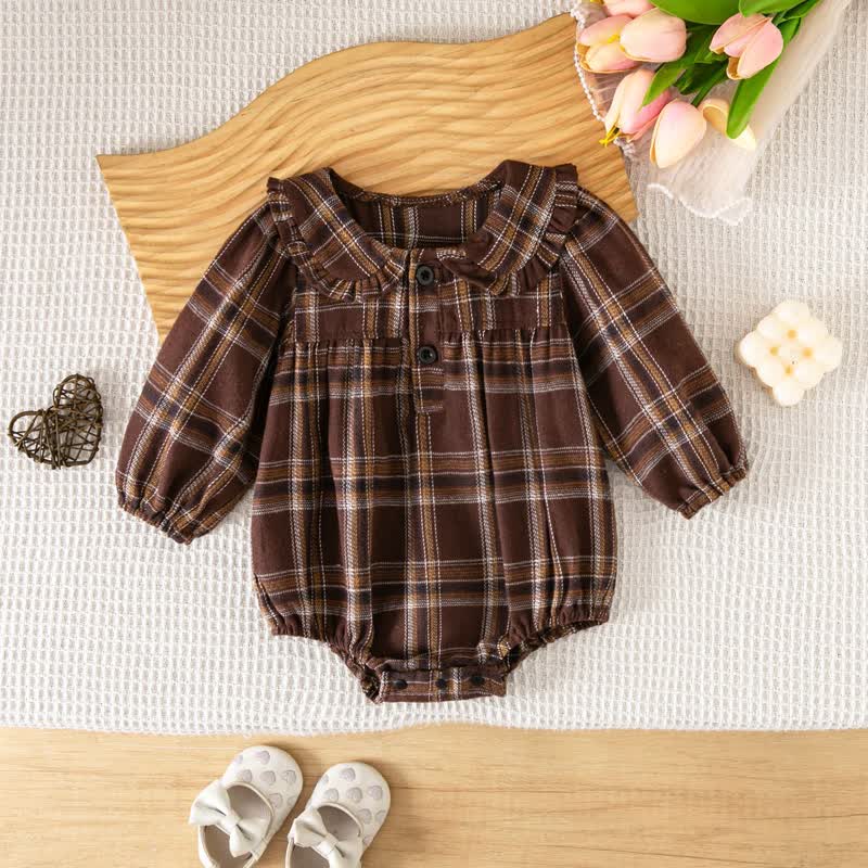 Baby Vintage Plaid Ruffle Collar Bodysuit - image 4