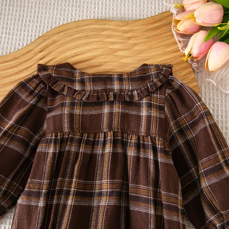 Baby Vintage Plaid Ruffle Collar Bodysuit - image 10