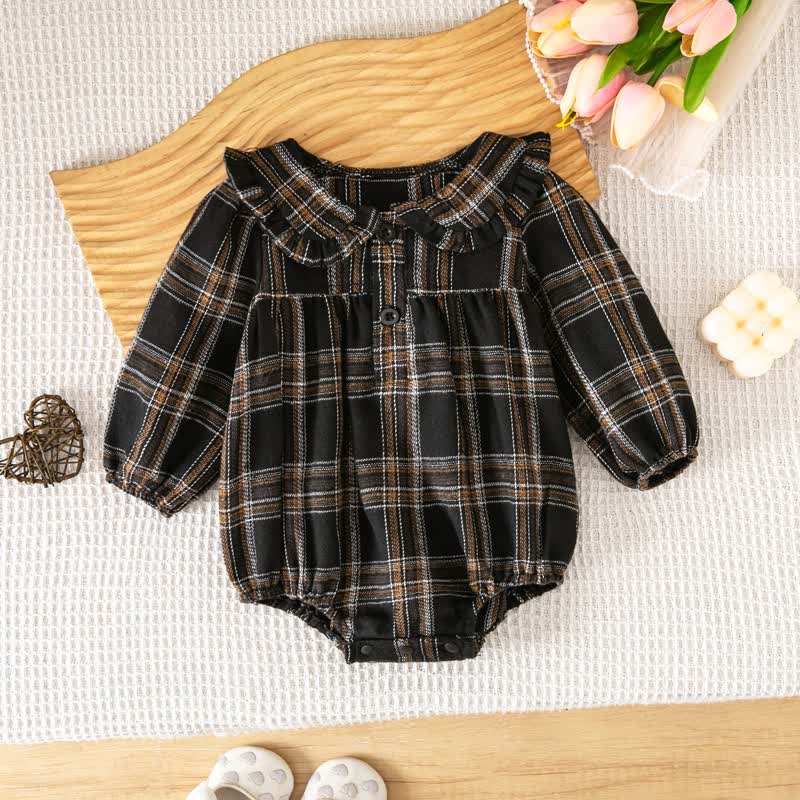 Baby Vintage Plaid Ruffle Collar Bodysuit - Blue - 12-18M - image 13