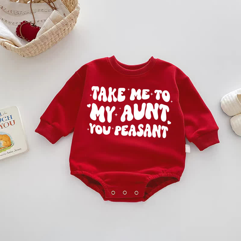 TAKE ME TO MY AUNT/UNCLE YOU PEASANT Baby Red Bodysuit - Red: AUNT - 18-24M - image 1