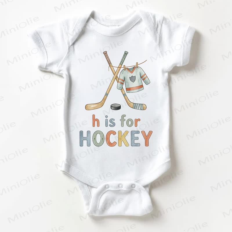 H IS FOR HOCKEY Baby White Bodysuit - White - 18-24M - image 1