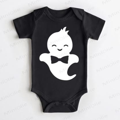 Baby Ghost With Bow Tie Print Black Bodysuit - Black - 18-24M - image 1