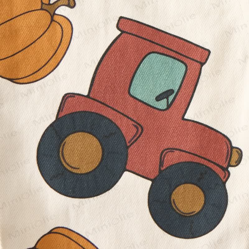 Baby Toddler Tractor and Pumpkin Beige Overalls - image 7