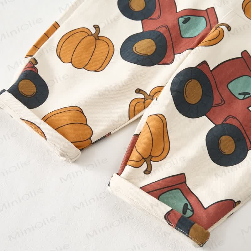 Baby Toddler Tractor and Pumpkin Beige Overalls - image 6