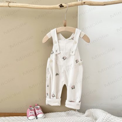 Baby Girls Floral Corduroy Overalls - White - 2-3Y - image 2