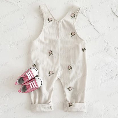 Baby Girls Floral Corduroy Overalls - image 4