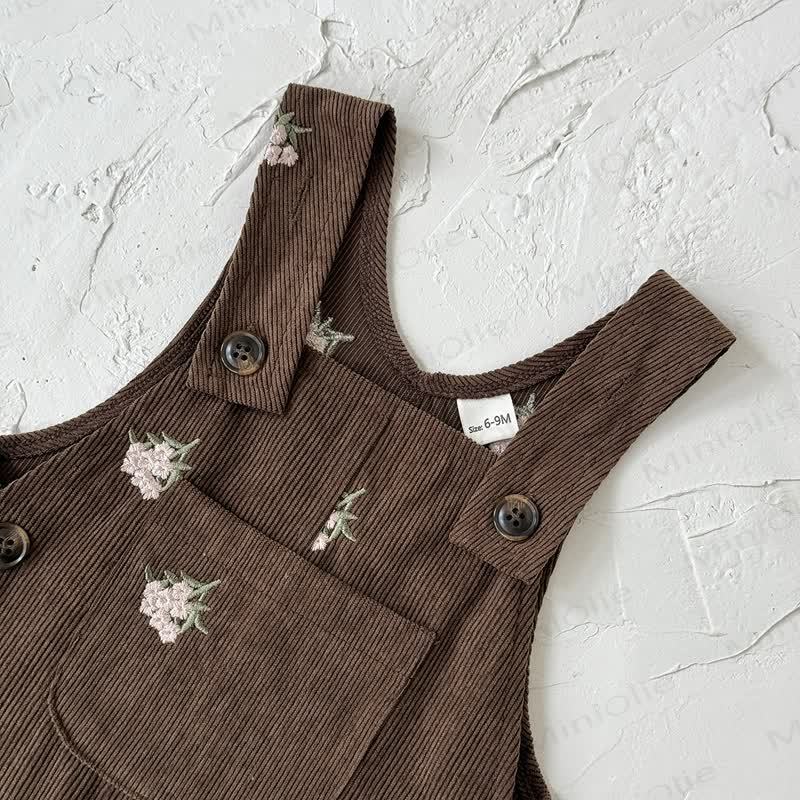 Baby Girls Floral Corduroy Overalls - image 7