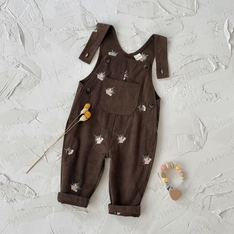 Baby Girls Floral Corduroy Overalls - image 6
