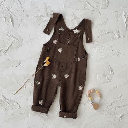 Baby Girls Floral Corduroy Overalls - image 6