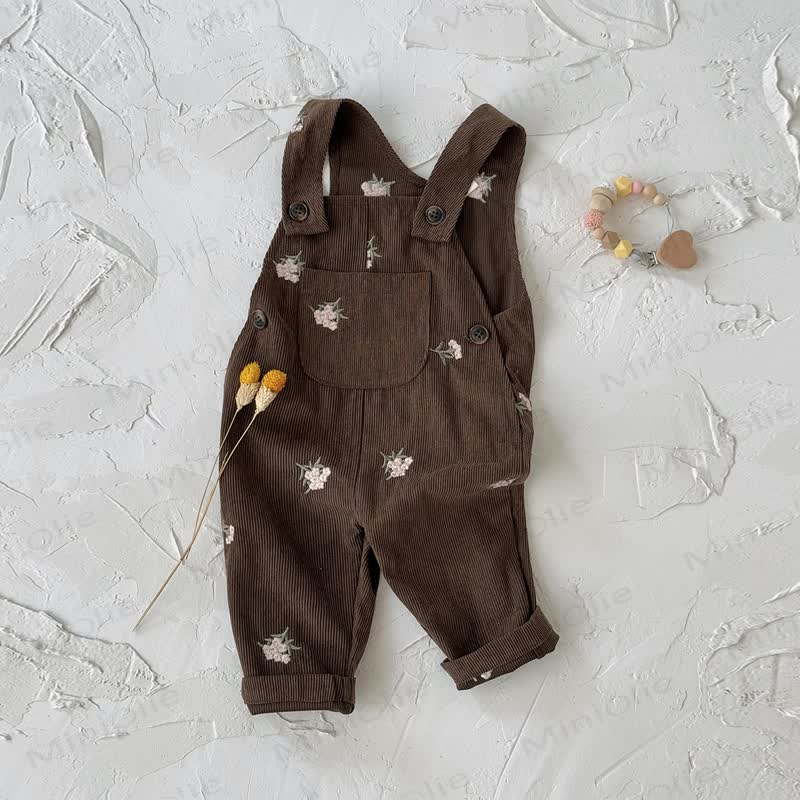 Baby Girls Floral Corduroy Overalls - image 5