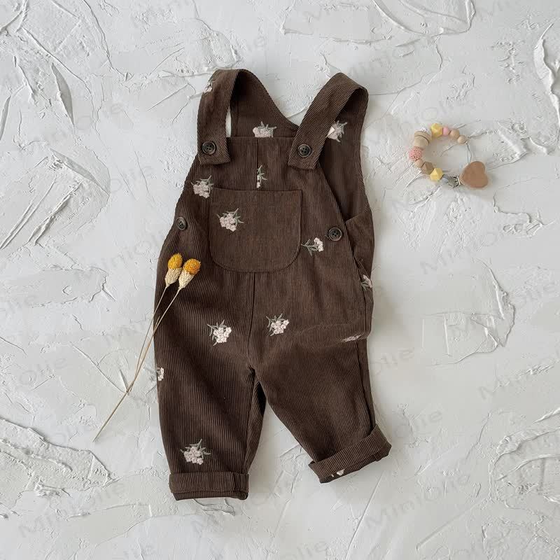 Baby Girls Floral Corduroy Overalls - image 5