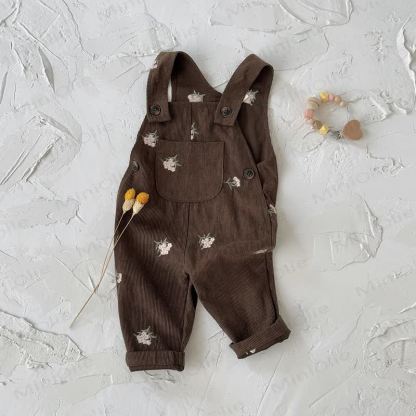 Baby Girls Floral Corduroy Overalls - image 5