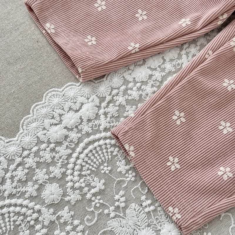 LITTLE STAR Baby Pink Floral Corduroy Adjustable Strap Overalls - image 4