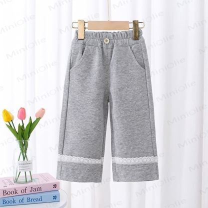 Toddler Baby Girl Straight Leg Pants - Gray - 6-7T - image 3