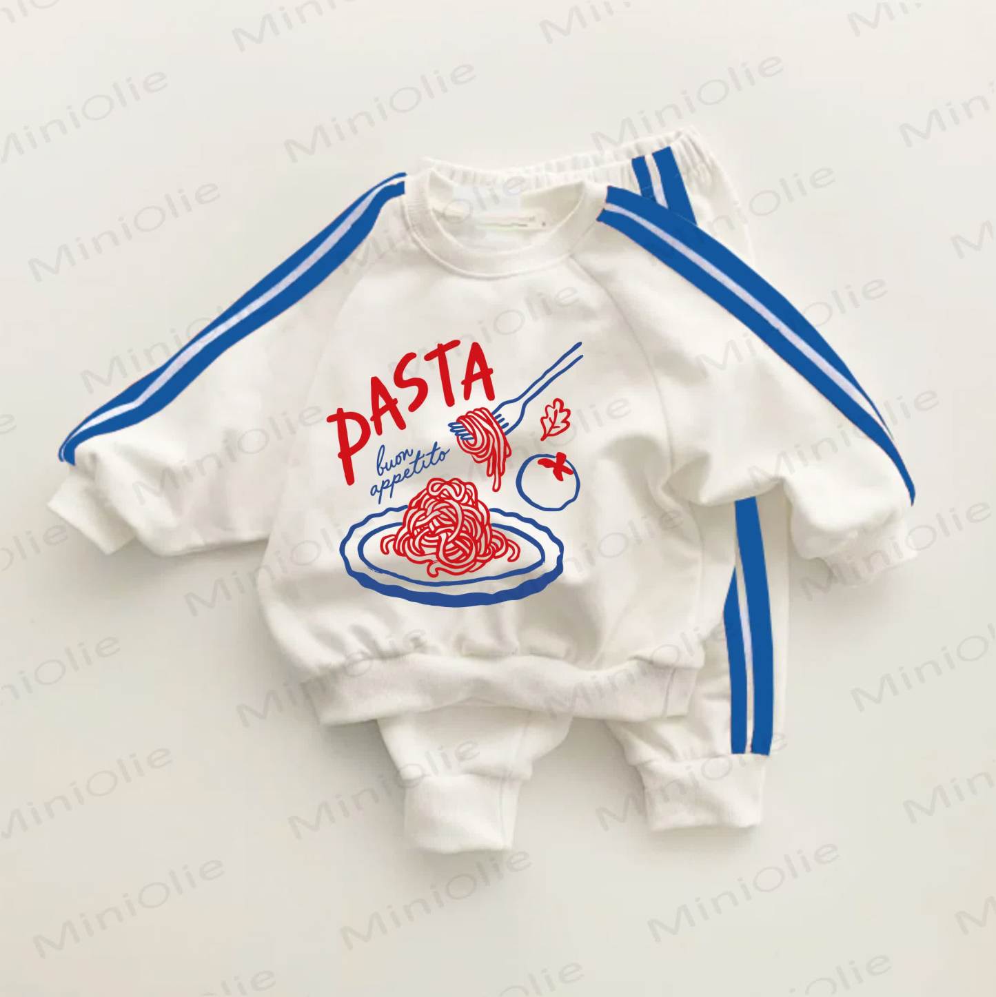 PASTA Baby Blue Striped 2-piece Set - White&Blue - 3-5T - image 1