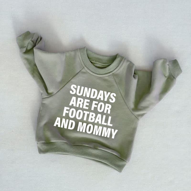 SUNDAYS ARE FOR FOOTBALL AND DADDY/MOMMY Baby Toddler Grey Green Sweatshirt - Grey Green: MOMMY - 3-5T - image 2