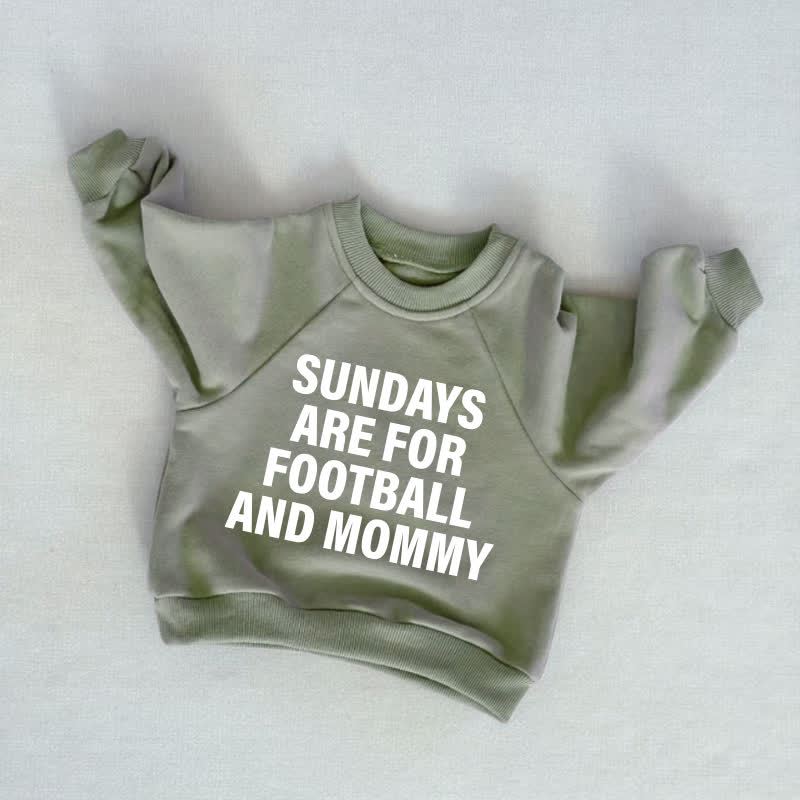 SUNDAYS ARE FOR FOOTBALL AND DADDY/MOMMY Baby Toddler Grey Green Sweatshirt - Grey Green: MOMMY - 3-5T - image 2