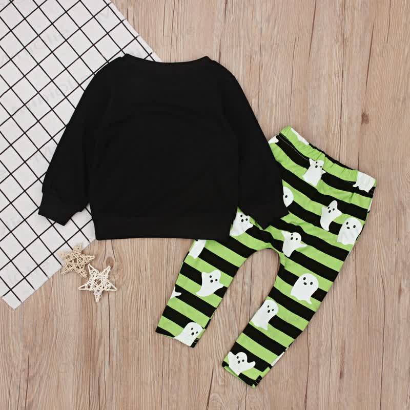 Toddler Boys Halloween Smiley Face Sweatshirt and Striped Pants 2-piece Set - image 4