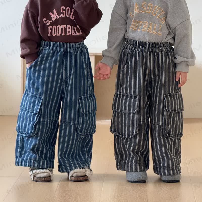 Toddler Boys Pinstripe Cargo Wide Leg Pants - image 1