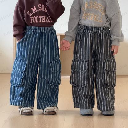 Toddler Boys Pinstripe Cargo Wide Leg Pants - image 1
