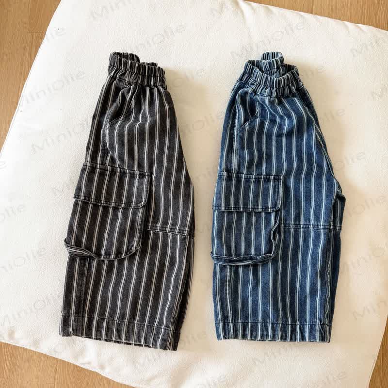 Toddler Boys Pinstripe Cargo Wide Leg Pants - image 5
