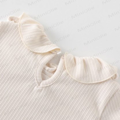 Baby White Ruffle Collar Top and Purple Bunny Overalls 2-piece Set - image 4
