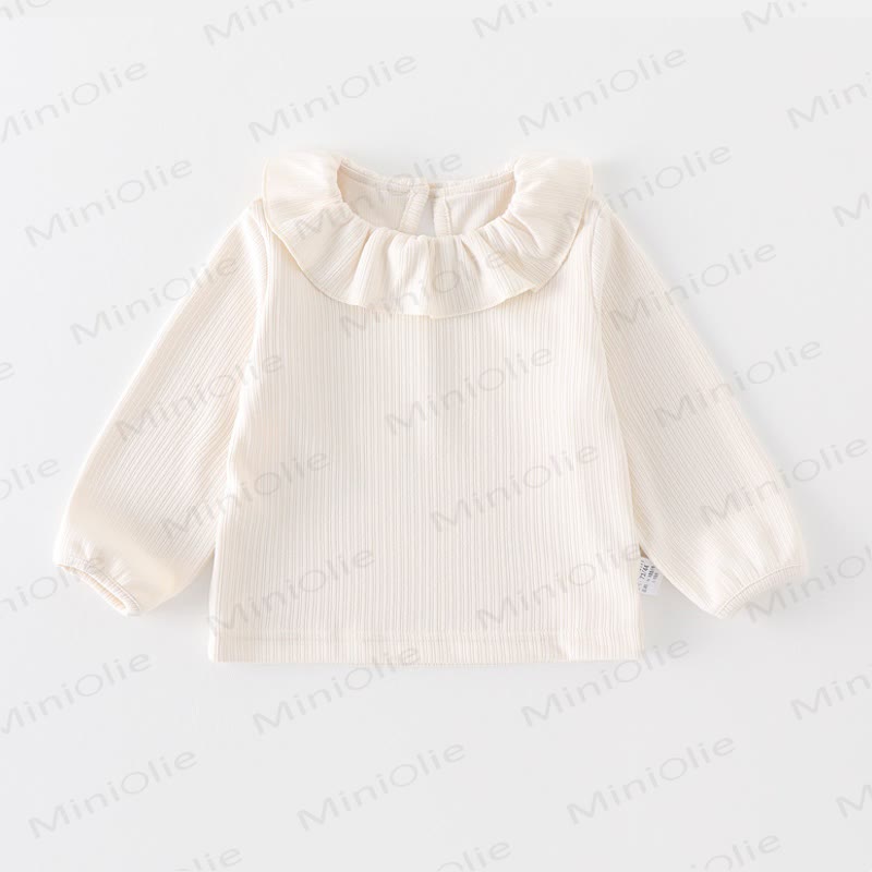 Baby White Ruffle Collar Top and Purple Bunny Overalls 2-piece Set - image 2
