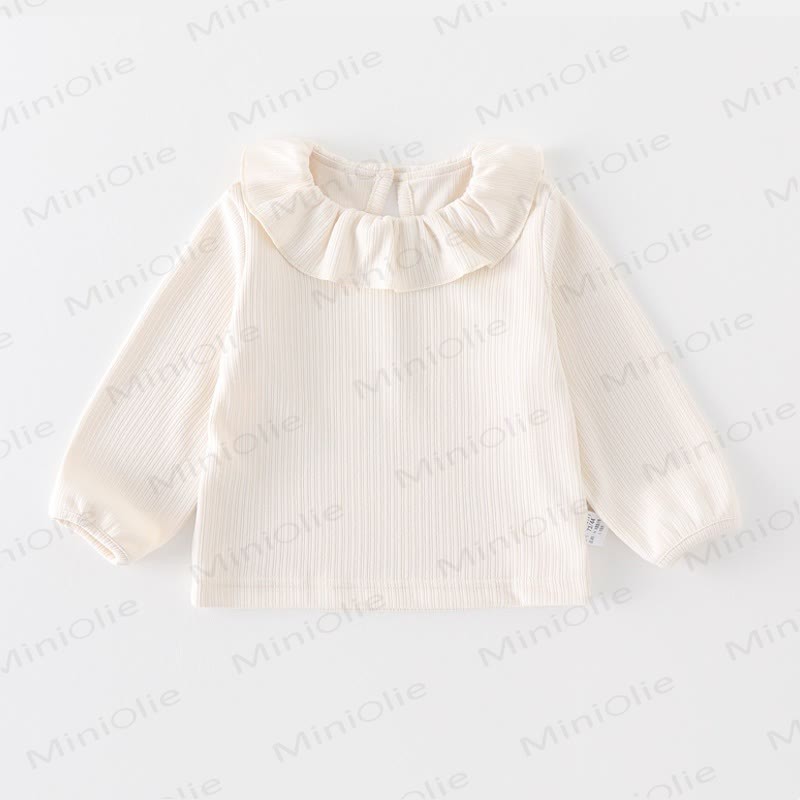 Baby White Ruffle Collar Top and Purple Bunny Overalls 2-piece Set - image 2