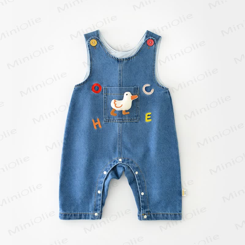 Baby Toddler Blue Duck Patch Denim Overalls - Blue - 2-3T - image 1
