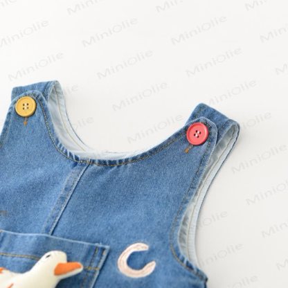 Baby Toddler Blue Duck Patch Denim Overalls - image 5